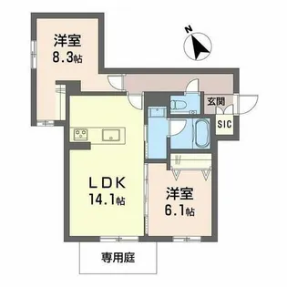 KAWANA TERRACE【0102号室】の間取り