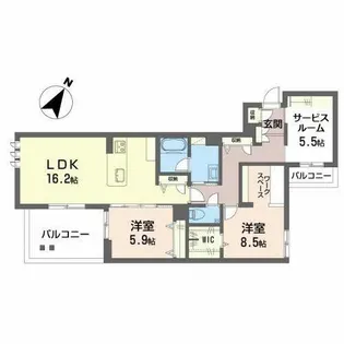 HIGH LINE PARKA棟【A205号室】の間取り