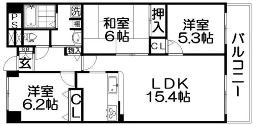 リーベスト寝屋川【6階】の間取り