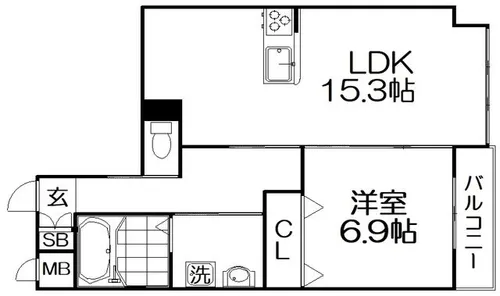 Univaly美咲【3階】の間取り