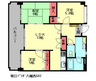 福岡県北九州市八幡西区瀬板1丁目【マンション】の間取り