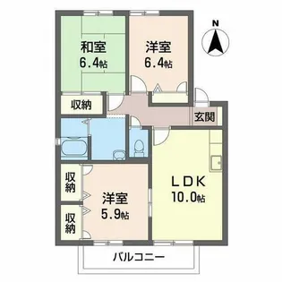 グローリータウン【B202号室】の間取り