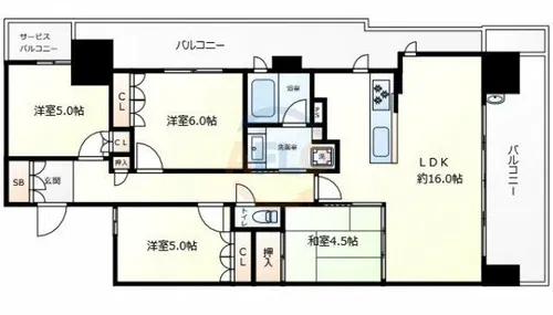 BELISTA夕陽ヶ丘【7階】の間取り