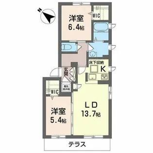 コンフォート蛍池【0101号室】の間取り