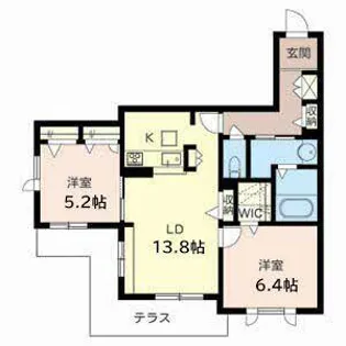 リヴェールヒルズ北桜塚【0103号室】の間取り