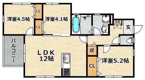 サンライズ平和台【2階】の間取り