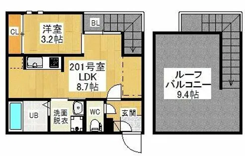 GRANDTIC Reine上飯田【2階】の間取り