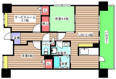 2SLDKの間取り画像