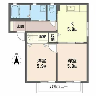 アーバヒルD【1階】の間取り