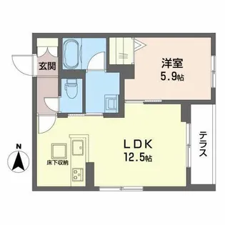 シャーメゾン レグ 北山【0105号室】の間取り