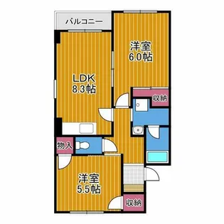 セレネ藤井寺【1階】の間取り