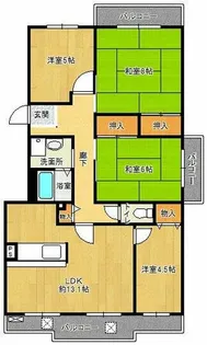 鹿の子台北ハイツ【1-201号室】の間取り