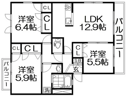 ヴィライグレッド【2階】の間取り