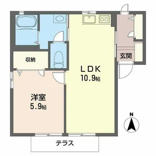 ハイツデュオA棟・B棟【1階】の間取り