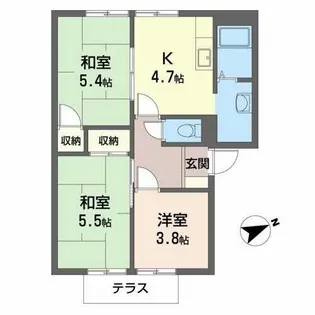 グリーンタウン國本C棟【1階】の間取り