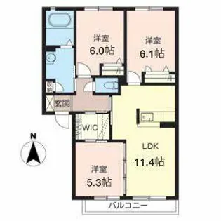 ファミールコートA【A202号室】の間取り