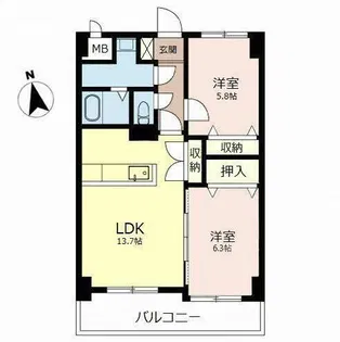 シャルム皇子山アネックス【0705号室】の間取り