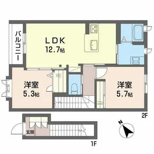 ブリリアント ヒルズ【A211号室】の間取り