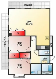 オークヒル【302号室】の間取り
