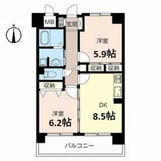 ブルーメナウ【0102号室】の間取り
