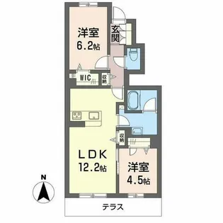 ル ボヌール【0102号室】の間取り