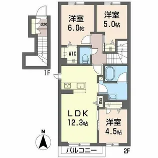 ル ボヌール【0201号室】の間取り