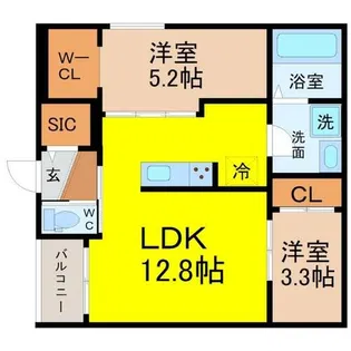 REGALEST F 瓢箪山【3階】の間取り