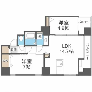 ビッグタワー大通公園【14階】の間取り