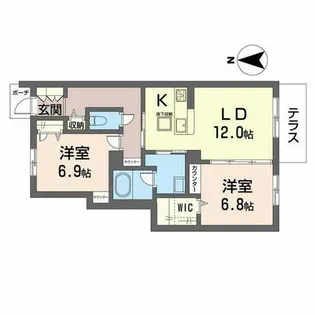 Maison West Well【0102号室】の間取り