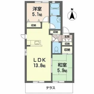 ディアス六百目A【0105号室】の間取り