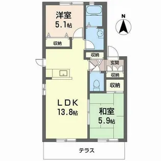 ディアス六百目A【0105号室】の間取り