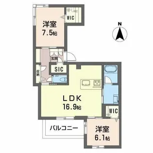 シャーメゾン比良【0302号室】の間取り