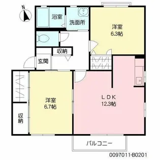 プリムヴェールパルク B棟【2階】の間取り