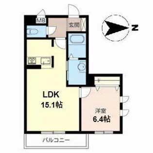 ファミール北花田【0201号室】の間取り