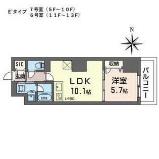 プラシーデンス本町【0507号室】の間取り