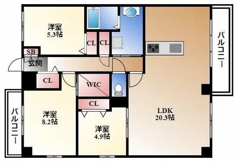 HaleLani徳川【5階】の間取り