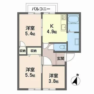 西谷ハイツC【2階】の間取り