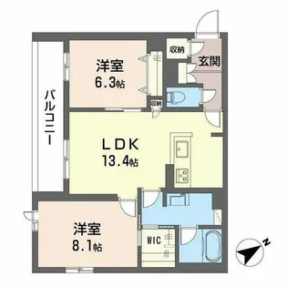 シャーメゾン スターセント【2階】の間取り
