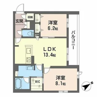 シャーメゾン スターセント【0202号室】の間取り