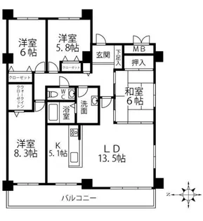 クリオ行啓通参番館【10階】の間取り