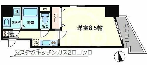 アドバンス難波レーヴ【13階】の間取り