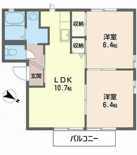 コーポ・ミネゾノ1,2【2階】の間取り
