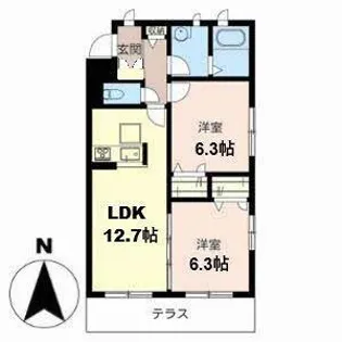 麗風苑【0102号室】の間取り