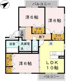 クレール E棟【3階】の間取り