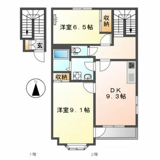 シャルムA【2階】の間取り