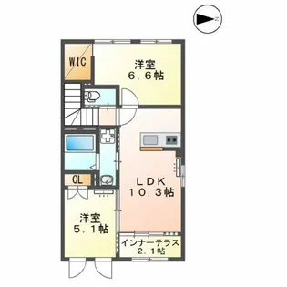 ボヌール幸田【2階】の間取り