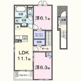 ブラン ルピナス Ⅱ【2階】の間取り