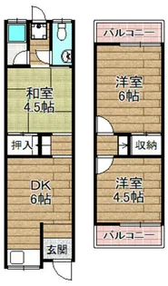 大阪府高槻市如是町【テラスハウス】の間取り