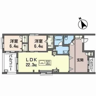 ビレッジズ(The Villages)シャーメゾン【2階】の間取り