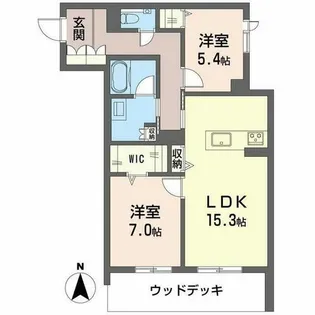 リーベン メーア【0102号室】の間取り